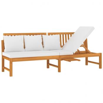 Tagesbett mit Cremeweißen Kissen 200x60x75 cm Massivholz Akazie 