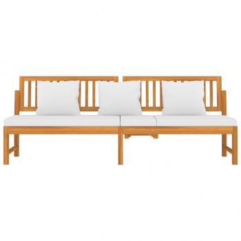 Tagesbett mit Cremeweißen Kissen 200x60x75 cm Massivholz Akazie 