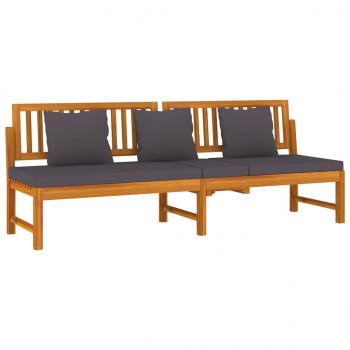 Tagesbett mit Grauen Kissen 200x60x75 cm Massivholz Akazie
