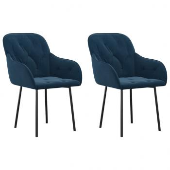 Esszimmerstühle 2 Stk. Blau Samt