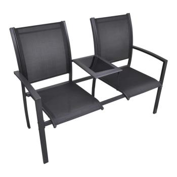 ARDEBO.de - 2-Sitzer-Gartenbank 131 cm Stahl und Textiline Schwarz