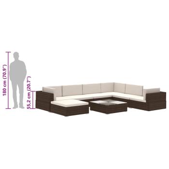 8-tlg. Garten-Lounge-Set mit Auflagen Poly Rattan Braun
