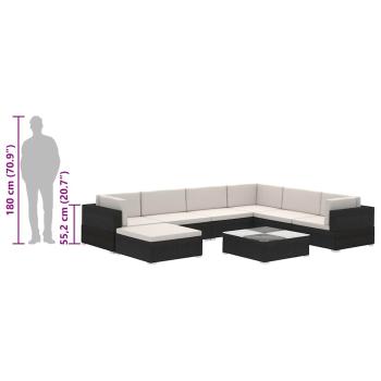 8-tlg. Garten-Lounge-Set mit Auflagen Poly Rattan Schwarz