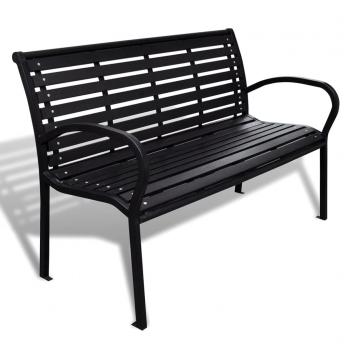 ARDEBO.de - Gartenbank 125 cm Stahl und WPC Schwarz