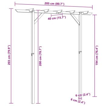 Gartenpergola 205x40x203 cm Holz