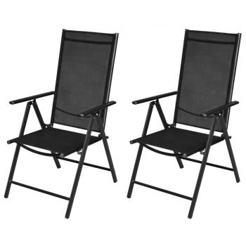 ARDEBO.de - Gartenstühle Klappbar 2 Stk. Aluminium und Textilene Schwarz