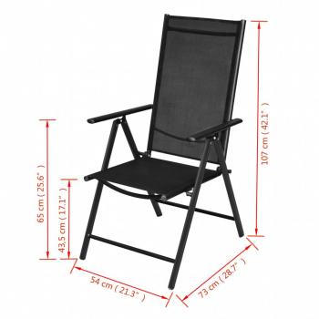 Gartenstühle Klappbar 2 Stk. Aluminium und Textilene Schwarz