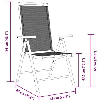 Gartenstühle Klappbar 2 Stk. Aluminium und Textilene Schwarz