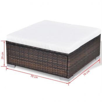 10-tlg. Garten-Lounge-Set mit Auflagen Poly Rattan Braun