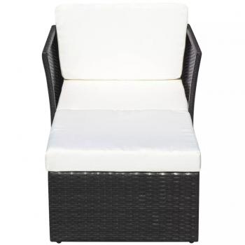 Gartensessel mit Fußhocker Poly Rattan Schwarz 