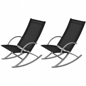 ARDEBO.de - Garten-Schaukelstühle 2 Stk. Stahl und Textiline Schwarz