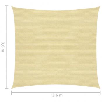 Sonnensegel HDPE Quadratisch 3,6x3,6 m Beige