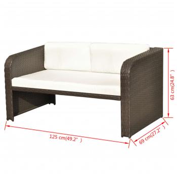 4-tlg. Garten-Lounge-Set mit Auflagen Poly Rattan Braun