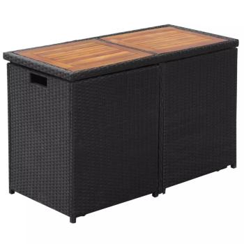 ARDEBO.de - 3-tlg. Bistro-Set mit Kissen Poly Rattan Schwarz