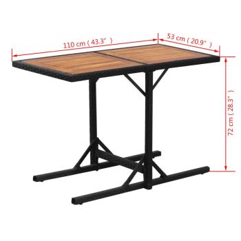 3-tlg. Bistro-Set mit Kissen Poly Rattan Schwarz
