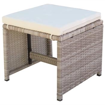 ARDEBO.de - 11-tlg. Garten-Essgruppe mit Auflagen Poly Rattan Beige