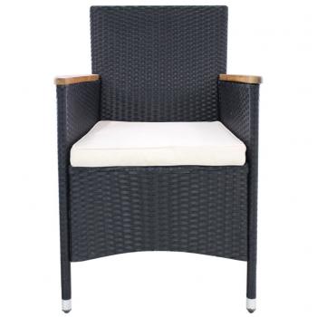 ARDEBO.de - Gartenstühle 2 Stk. mit Polstern Poly Rattan Schwarz