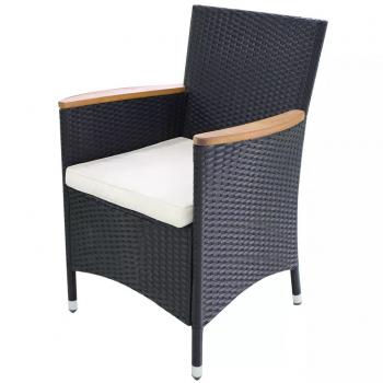Gartenstühle 2 Stk. mit Polstern Poly Rattan Schwarz