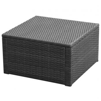 Hocker mit Kissen Poly Rattan 53×53×30 cm Schwarz 