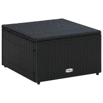 Hocker mit Kissen Poly Rattan 53×53×30 cm Schwarz 