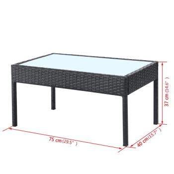 4-tlg. Garten-Lounge-Set mit Auflagen Poly Rattan Schwarz