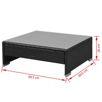 7-tlg. Garten-Lounge-Set mit Sonnendach Poly Rattan Schwarz