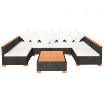 7-tlg. Garten-Lounge-Set mit Auflagen Poly Rattan Schwarz