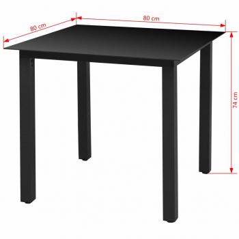 Gartentisch Schwarz 80x80x74 cm Aluminium und Glas