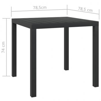 Gartentisch Schwarz 80x80x74 cm Aluminium und WPC