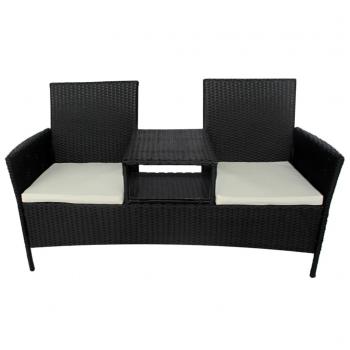 ARDEBO.de - Gartensofa 2-Sitzer mit Teetisch Poly Rattan Schwarz