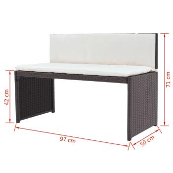 5-tlg. Garten-Essgruppe Stahl Poly Rattan Braun