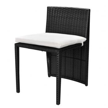3-tlg. Bistro-Set mit Auflagen Poly Rattan Schwarz
