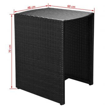 3-tlg. Bistro-Set mit Auflagen Poly Rattan Schwarz