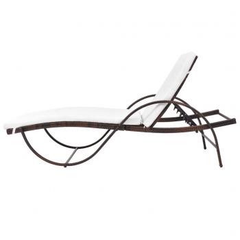 ARDEBO.de - Sonnenliege mit Auflage Poly Rattan Braun