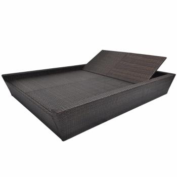 ARDEBO.de - Outdoor-Lounge-Bett mit Polster Poly Rattan Braun