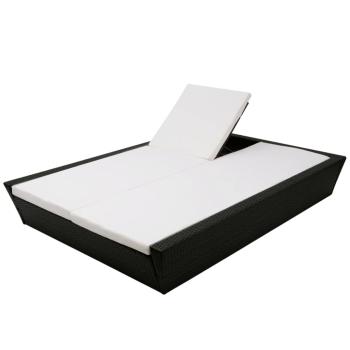 ARDEBO.de - Outdoor-Lounge-Bett mit Polster Poly Rattan Schwarz