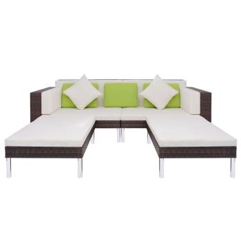 ARDEBO.de - 4-tlg. Garten-Lounge-Set mit Auflagen Poly Rattan Braun