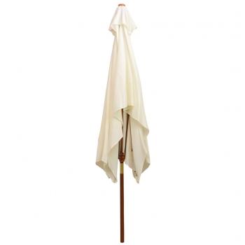 Sonnenschirm 200×300 cm Holzstange Cremeweiß