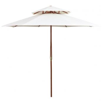 ARDEBO.de - Doppeldeck Sonnenschirm 270×270 cm Holzstange Cremeweiß