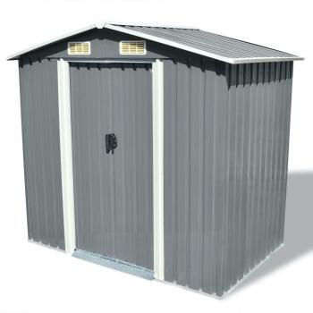 ARDEBO.de - Gartenschuppen Grau Metall 204 x 132 x 186 cm