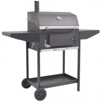 ARDEBO.de - Holzkohlegrill Smoker mit Ablage Schwarz