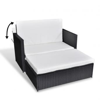 ARDEBO.de - 2-tlg. Garten-Lounge-Set mit Auflagen Poly Rattan Schwarz