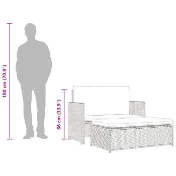 2-tlg. Garten-Lounge-Set mit Auflagen Poly Rattan Schwarz