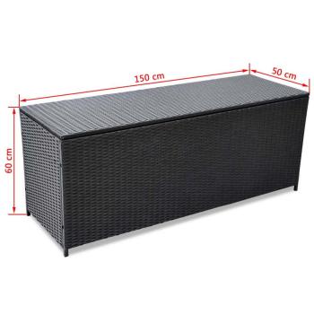 Garden-Auflagenbox Schwarz 150x50x60 cm Poly Rattan