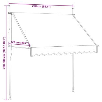 Einziehbare Markise Handbetrieben 250 cm Blau/Weiß Gestreift