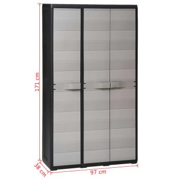 Gartenschrank mit 4 Regalen Schwarz und Grau