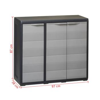 Gartenschrank mit 2 Regalen Schwarz und Grau