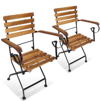 ARDEBO.de - Klappbare Gartenstühle 2 Stk. Stahl und Massivholz Akazie