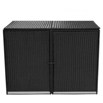 Mülltonnenbox für 2 Tonnen Poly Rattan Schwarz 148x80x111 cm 
