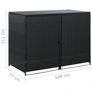 Mülltonnenbox für 2 Tonnen Poly Rattan Schwarz 148x80x111 cm 